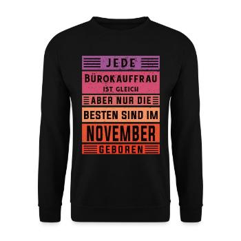 Angestellter Geburtstag November geboren - Unisex Pullover - Schwarz - Vorne - Alina (178cm) & Michal (187cm)