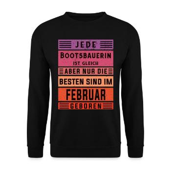Schiffbauer Geburtstag Februar geboren - Unisex Pullover - Schwarz - Vorne - Alina (178cm) & Michal (187cm)