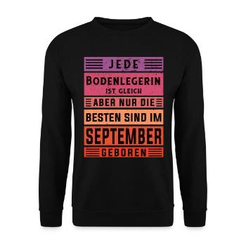 Parkett-Teppich Geburtstag September geboren - Unisex Pullover - Schwarz - Vorne - Alina (178cm) & Michal (187cm)