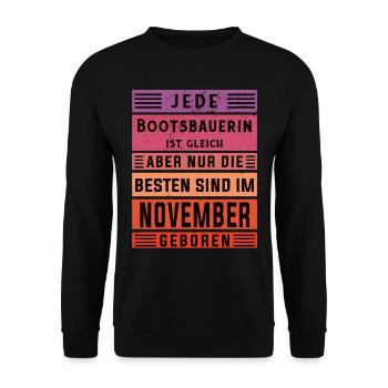 Schiffbauer Geburtstag November geboren - Unisex Pullover - Schwarz - Vorne - Alina (178cm) & Michal (187cm)