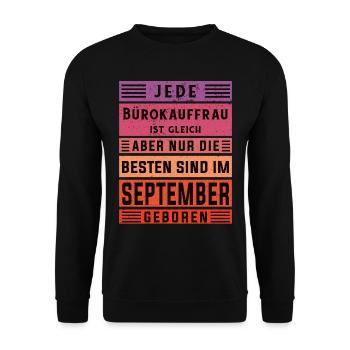 Angestellter Geburtstag September geboren - Unisex Pullover - Schwarz - Vorne - Alina (178cm) & Michal (187cm)