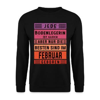 Parkett-Teppich Geburtstag Februar geboren - Unisex Pullover - Schwarz - Vorne - Alina (178cm) & Michal (187cm)