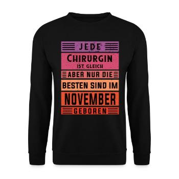 Krankenhaus Arzt Geburtstag November geboren - Unisex Pullover - Schwarz - Vorne - Alina (178cm) & Michal (187cm)