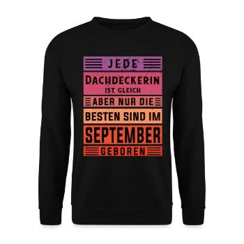 Handwerker Geburtstag September geboren - Unisex Pullover - Schwarz - Vorne - Alina (178cm) & Michal (187cm)