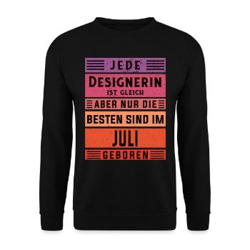 Illustrator Geburtstag Juli geboren Designerin - Unisex Pullover - Schwarz - Vorne - Alina (178cm) & Michal (187cm)