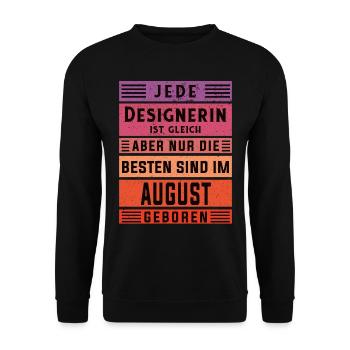 Illustrator Geburtstag August geboren Designerin - Unisex Pullover - Schwarz - Vorne - Alina (178cm) & Michal (187cm)