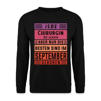 Krankenhaus Arzt Geburtstag September geboren - Unisex Pullover - Schwarz - Vorne - Alina (178cm) & Michal (187cm)