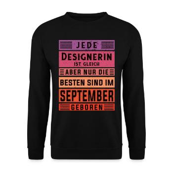 Illustrator Geburtstag September geboren - Unisex Pullover - Schwarz - Vorne - Alina (178cm) & Michal (187cm)