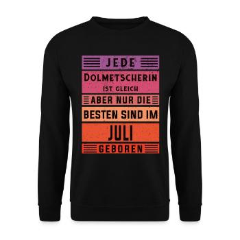 Übersetzer Geburtstag Juli geboren Dolmetscherin - Unisex Pullover - Schwarz - Vorne - Alina (178cm) & Michal (187cm)
