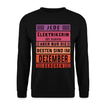 Elektriker Geburtstag Dezember geboren - Unisex Pullover - Schwarz - Vorne - Alina (178cm) & Michal (187cm)