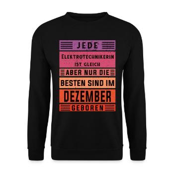 Elektriker Geburtstag Dezember geboren - Unisex Pullover - Schwarz - Vorne - Alina (178cm) & Michal (187cm)