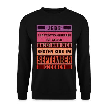 Elektriker Geburtstag September geboren - Unisex Pullover - Schwarz - Vorne - Alina (178cm) & Michal (187cm)
