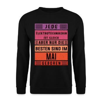 Elektriker Geburtstag Mai geboren - Unisex Pullover - Schwarz - Vorne - Alina (178cm) & Michal (187cm)