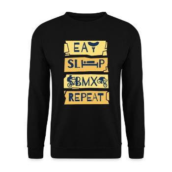 BMX Rad Radfahrer BMX Bike BMX-Rampe BMX Fahrrad - Unisex Pullover - Schwarz - Vorne - Alina (178cm) & Michal (187cm)