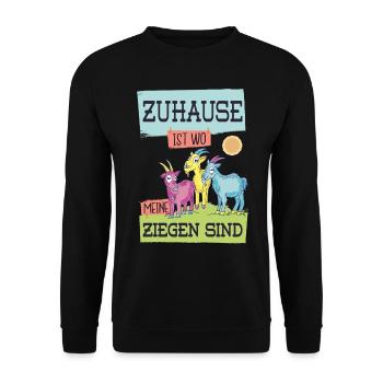 Ziegenzüchter Ziegenhirt Bauernhof lustige Sprüche - Unisex Pullover - Schwarz - Vorne - Alina (178cm) & Michal (187cm)