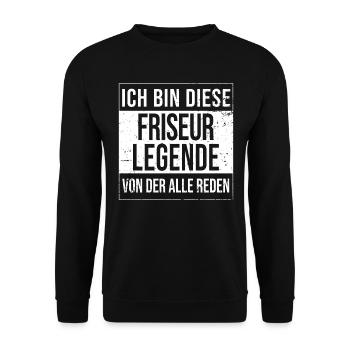 Haarstylist Geburtstag geboren Legende Friseur - Unisex Pullover - Schwarz - Vorne - Alina (178cm) & Michal (187cm)