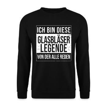 Glaserei Geburtstag geboren Legende Glasbläser - Unisex Pullover - Schwarz - Vorne - Alina (178cm) & Michal (187cm)