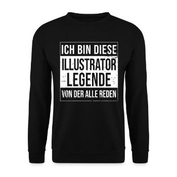 Designer Geburtstag geboren Legende Illustrator - Unisex Pullover - Schwarz - Vorne - Alina (178cm) & Michal (187cm)