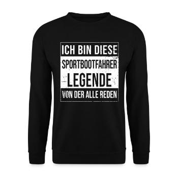 Sportboote Yachting geborene Legende - Unisex Pullover - Schwarz - Vorne - Alina (178cm) & Michal (187cm)