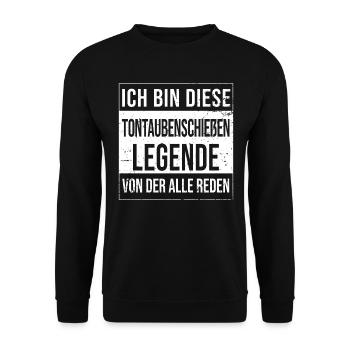 Wurfscheibenschießen geboren Legende - Unisex Pullover - Schwarz - Vorne - Alina (178cm) & Michal (187cm)