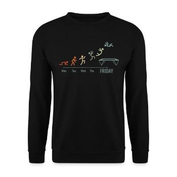 Wochenende Fitness Workout Trampolinhalle Sport - Unisex Pullover - Schwarz - Vorne - Alina (178cm) & Michal (187cm)