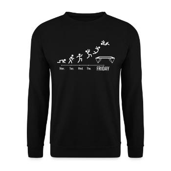Wochenende Fitness Workout Trampolinhalle Sport - Unisex Pullover - Schwarz - Vorne - Alina (178cm) & Michal (187cm)