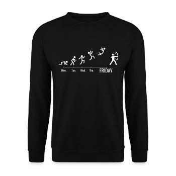 Bogenschütze Bogenschießen Sport Wochenende - Unisex Pullover - Schwarz - Vorne - Alina (178cm) & Michal (187cm)