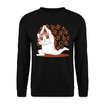 Yoga Anime-Manga Cat Meditation - Unisex Sweatshirt - black - Front - Alina (178cm) & Michal (187cm)