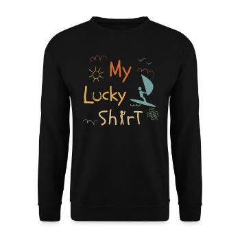 Windsurfing Segel Surfbrett Windsurfen Vintage - Unisex Pullover - Schwarz - Vorne - Alina (178cm) & Michal (187cm)