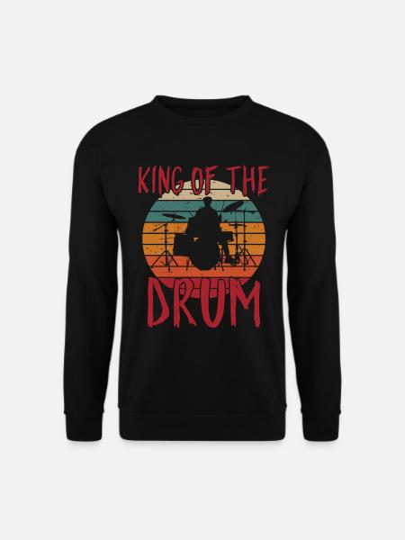 King Of The Drum Retro Vintage Drum Set Drummer - Unisex Pullover - Schwarz
