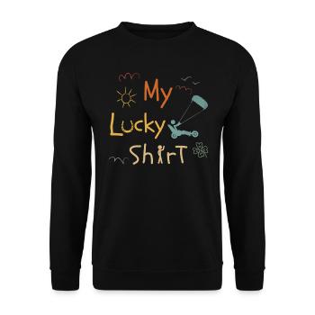 Strand-Kite Windracer Kite-Strandsegler Vintage - Unisex Pullover - Schwarz - Vorne - Alina (178cm) & Michal (187cm)