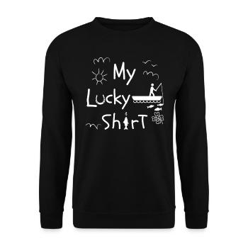 Angler Kayak Fishing Boat Fun Fly Fishing - Unisex Sweatshirt - black - Front - Alina (178cm) & Michal (187cm)