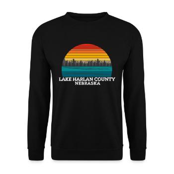 Lake Harlan County Nebraska - Unisex Pullover - Schwarz - Vorne - Alina (178cm) & Michal (187cm)