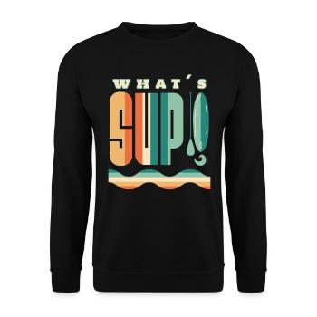 What's SUP paddleboarding Stand Up Paddle Vintage - Unisex Pullover - Schwarz - Vorne - Alina (178cm) & Michal (187cm)