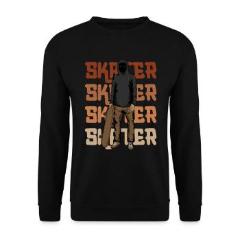 Skater Silhouette Skateboarder With Skateboard - Unisex Sweatshirt - black - Front - Alina (178cm) & Michal (187cm)