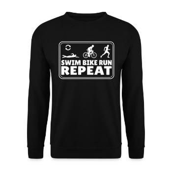 Triathlet Laufen Schwimmen Fahrrad Fahrer Repeat - Unisex Pullover - Schwarz - Vorne - Alina (178cm) & Michal (187cm)