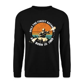 Kayak rafting Kayaker born 1969 birthday - Unisex Sweatshirt - black - Front - Alina (178cm) & Michal (187cm)