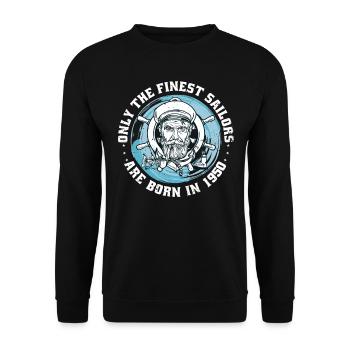 Sailor born 1950 birthday sailboat funny - Unisex Sweatshirt - black - Front - Alina (178cm) & Michal (187cm)