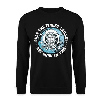 Sailor born 1989 birthday sailboat funny - Unisex Sweatshirt - black - Front - Alina (178cm) & Michal (187cm)