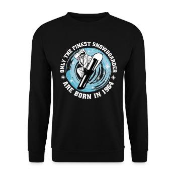 Snowboarder born 1964 birthday snowboarding - Unisex Sweatshirt - black - Front - Alina (178cm) & Michal (187cm)