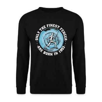 Fencer born 1953 Birthday fencing athlete - Unisex Sweatshirt - black - Front - Alina (178cm) & Michal (187cm)