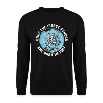 Escrimeur né en 1957 Athlète d’escrime anniversaire - Sweat-shirt Unisexe - noir - Devant - Alina (178cm) & Michal (187cm)