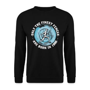 Fencer born 1990 Birthday fencing athlete - Unisex Sweatshirt - black - Front - Alina (178cm) & Michal (187cm)