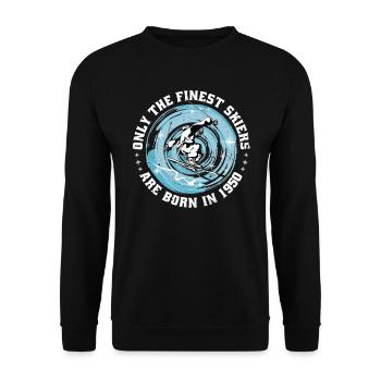 Skier Skifahrer Jahrgang 1950 Geburtstag Skilaufen - Unisex Pullover - Schwarz - Vorne - Alina (178cm) & Michal (187cm)