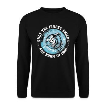 Skier Skifahrer Jahrgang 1946 Geburtstag Skilaufen - Unisex Pullover - Schwarz - Vorne - Alina (178cm) & Michal (187cm)