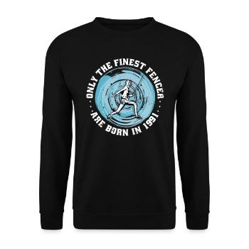 Fencer born 1991 Birthday fencing athlete - Unisex Sweatshirt - black - Front - Alina (178cm) & Michal (187cm)