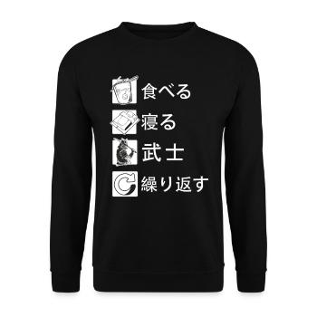 Manger, dormir, samouraï répéter le cadeau du samouraï - Sweat-shirt Unisexe - noir - Devant - Alina (178cm) & Michal (187cm)