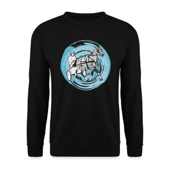 Trabrennpferd Trabrennsport Pferdesport Pferde - Unisex Pullover - Schwarz - Vorne - Alina (178cm) & Michal (187cm)