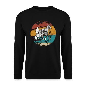 Trotting cheval Trabrennsport Sport équestre Chevaux - Sweat-shirt Unisexe - noir - Devant - Alina (178cm) & Michal (187cm)