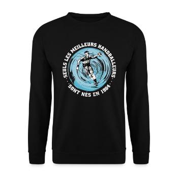 Französischer Handballer Jahrgang 1984 Geburtstag - Unisex Pullover - Schwarz - Vorne - Alina (178cm) & Michal (187cm)